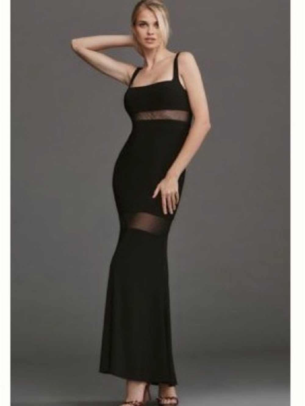 Black Sheer-Panel Maxi Dress